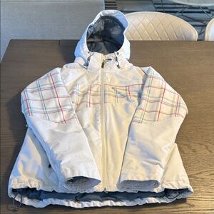 Columbia Plaid-Accent Ski Jacket in White